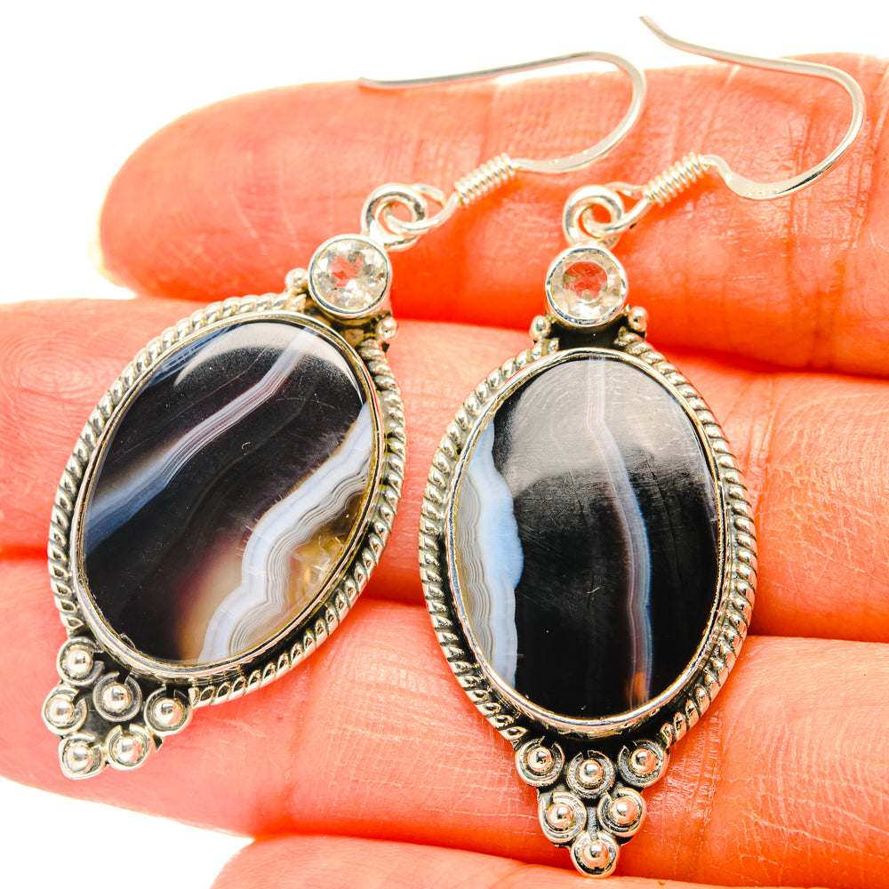 Botswana Agate Earrings handcrafted by Ana Silver Co - EARR428648