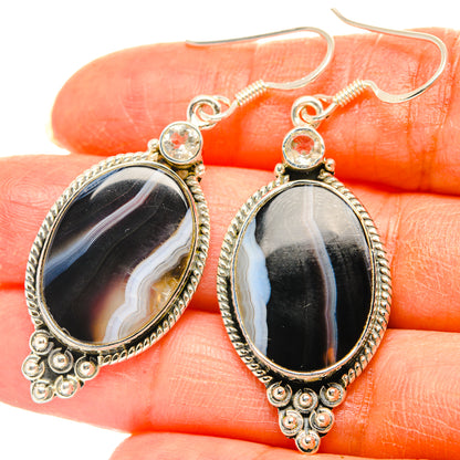 Botswana Agate Earrings handcrafted by Ana Silver Co - EARR428648