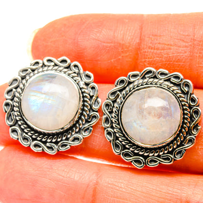 Rainbow Moonstone Earrings handcrafted by Ana Silver Co - EARR428662