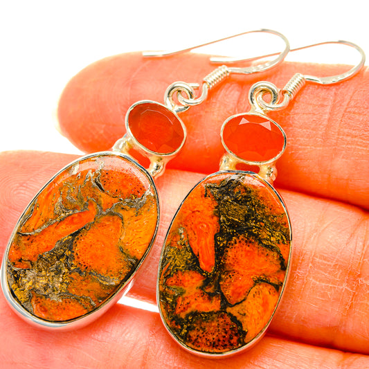 Orange Copper Composite Turquoise Earrings handcrafted by Ana Silver Co - EARR428666