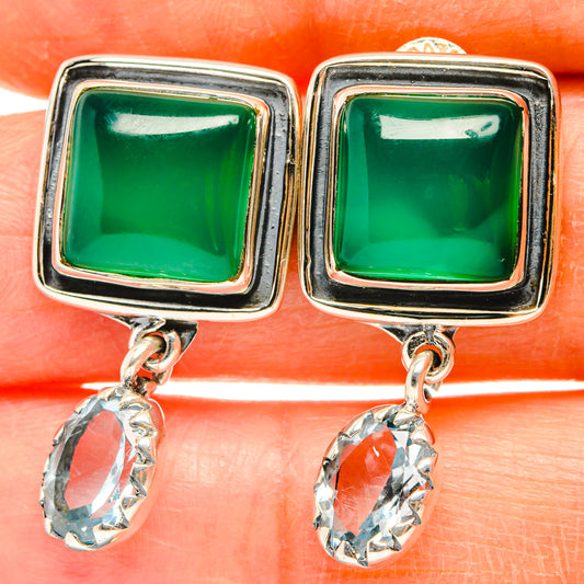 Green Onyx Earrings handcrafted by Ana Silver Co - EARR428668
