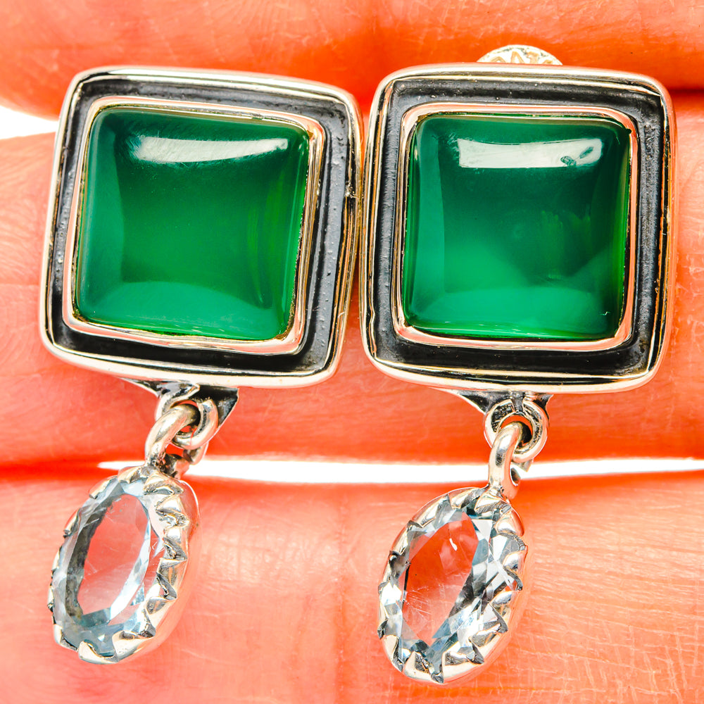 Green Onyx Earrings handcrafted by Ana Silver Co - EARR428668