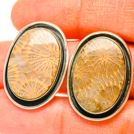Fossil Coral Earrings handcrafted by Ana Silver Co - EARR428692