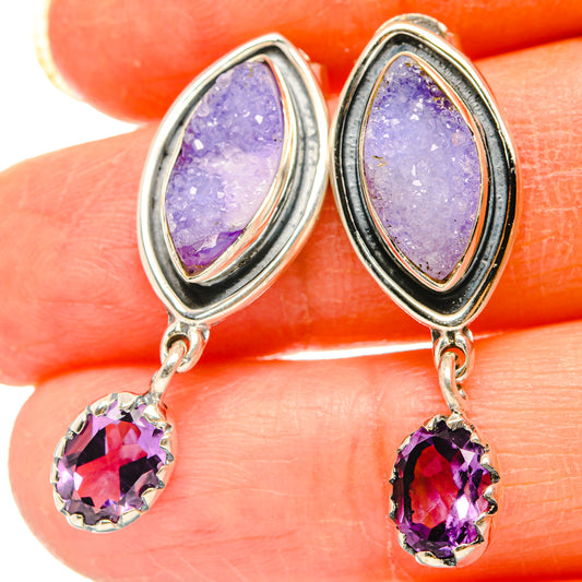 Purple Druzy Earrings handcrafted by Ana Silver Co - EARR428696