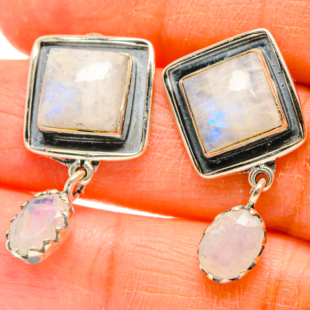 Rainbow Moonstone Earrings handcrafted by Ana Silver Co - EARR428709