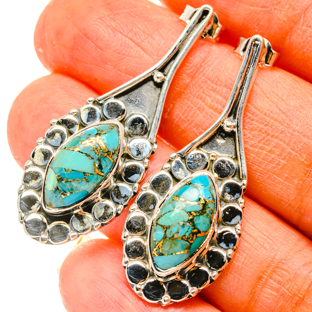 925 sterling silver earrings with oval turquoise stones and round bezel settings