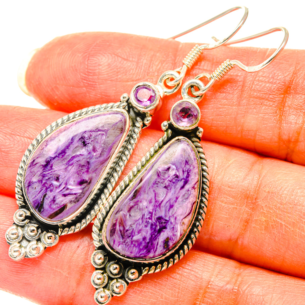 Charoite Earrings handcrafted by Ana Silver Co - EARR428750