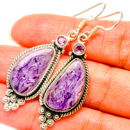 Charoite Earrings handcrafted by Ana Silver Co - EARR428750