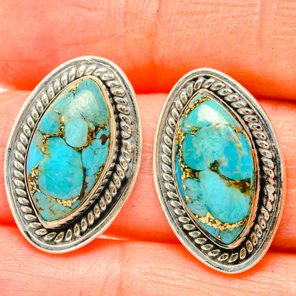 Blue Copper Composite Turquoise Earrings handcrafted by Ana Silver Co - EARR428766