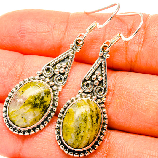 African Green Opal Earrings handcrafted by Ana Silver Co - EARR428773