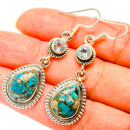 Blue Copper Composite Turquoise Earrings handcrafted by Ana Silver Co - EARR428778