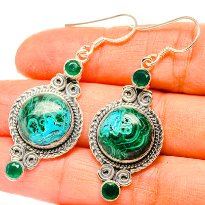 Malachite In Chrysocolla Earrings handcrafted by Ana Silver Co - EARR428818