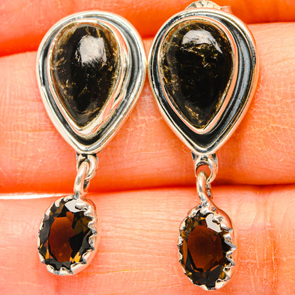Black Copper Onyx Earrings handcrafted by Ana Silver Co - EARR428820