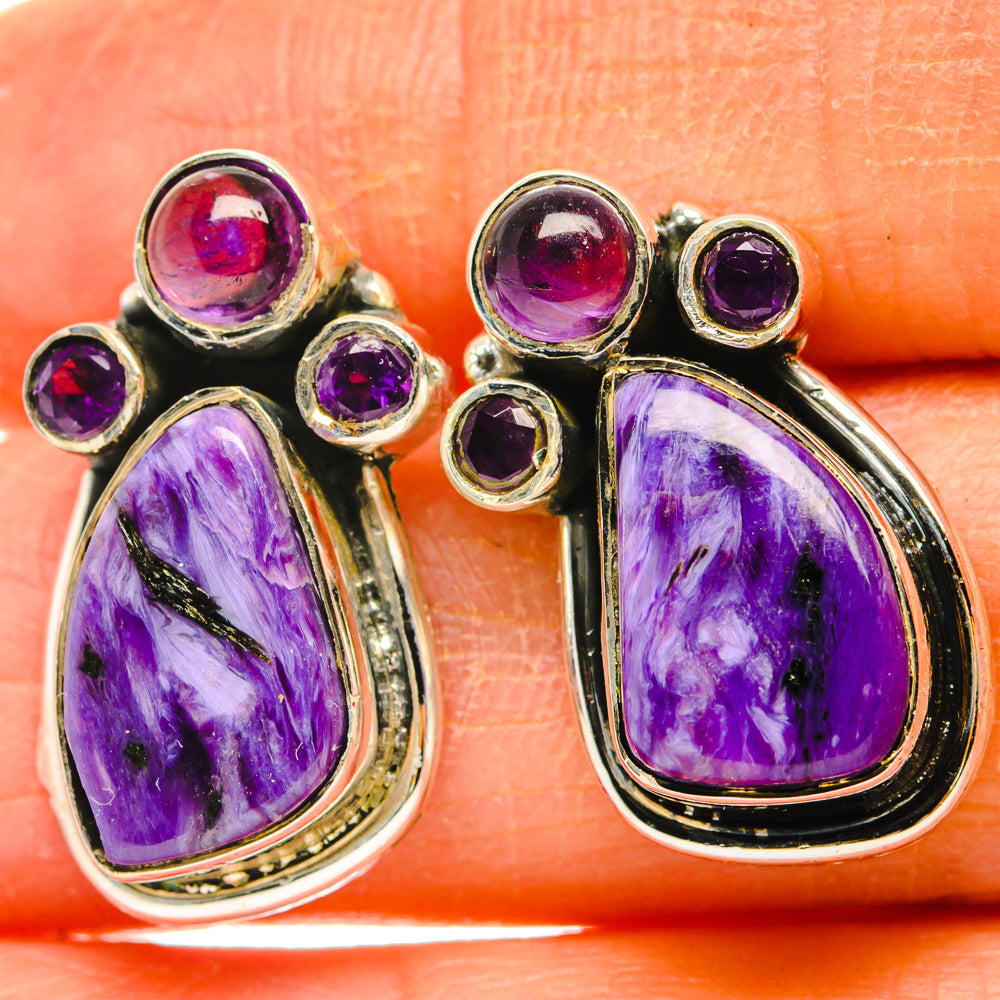 Charoite Earrings handcrafted by Ana Silver Co - EARR428821