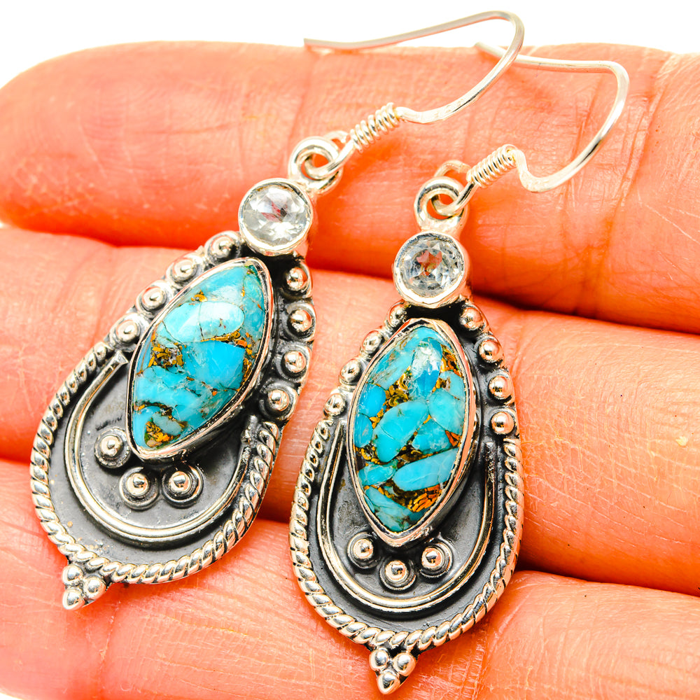 Blue Copper Composite Turquoise Earrings handcrafted by Ana Silver Co - EARR428822
