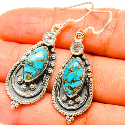 Blue Copper Composite Turquoise Earrings handcrafted by Ana Silver Co - EARR428822