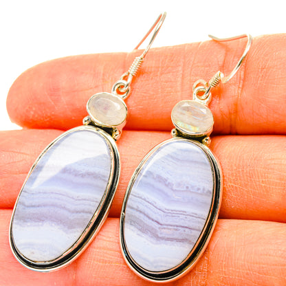 Blue Lace Agate Earrings handcrafted by Ana Silver Co - EARR428829