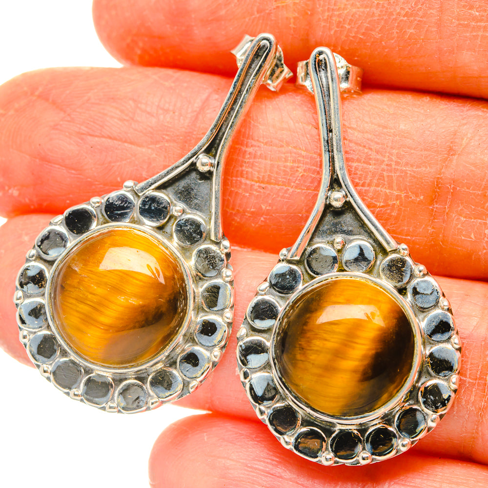 Tiger Eye Earrings handcrafted by Ana Silver Co - EARR428832