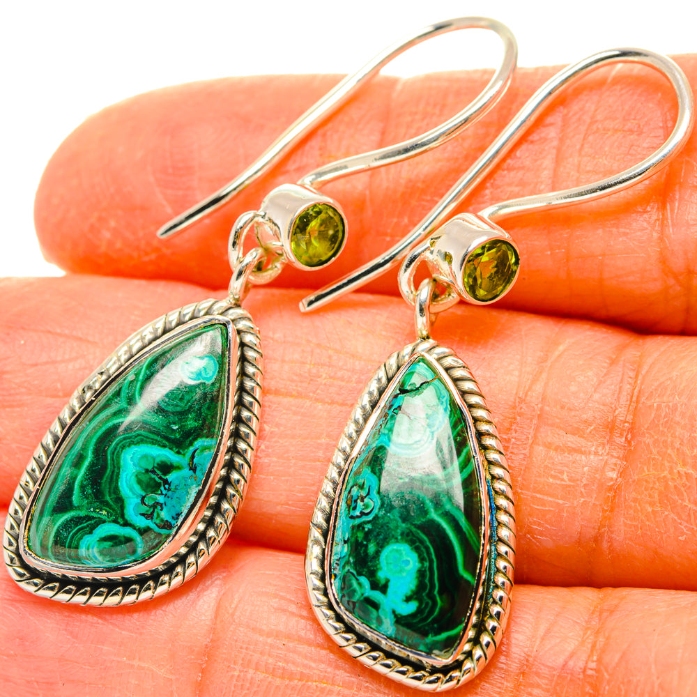 Malachite In Chrysocolla Earrings handcrafted by Ana Silver Co - EARR428839