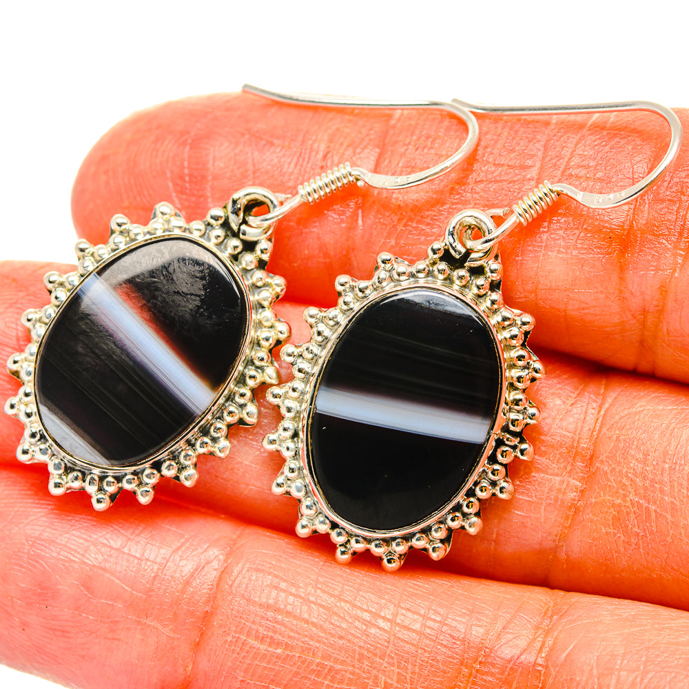 Botswana Agate Earrings handcrafted by Ana Silver Co - EARR428847