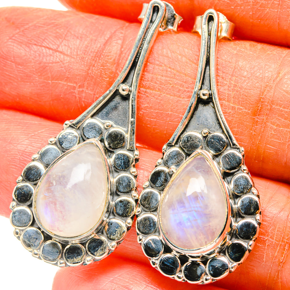 Rainbow Moonstone Earrings handcrafted by Ana Silver Co - EARR428848