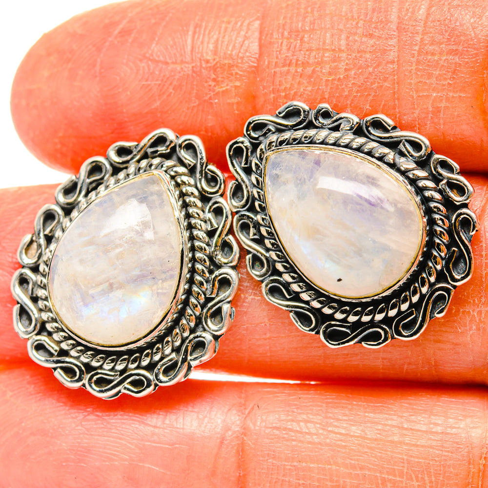 Rainbow Moonstone Earrings handcrafted by Ana Silver Co - EARR428850