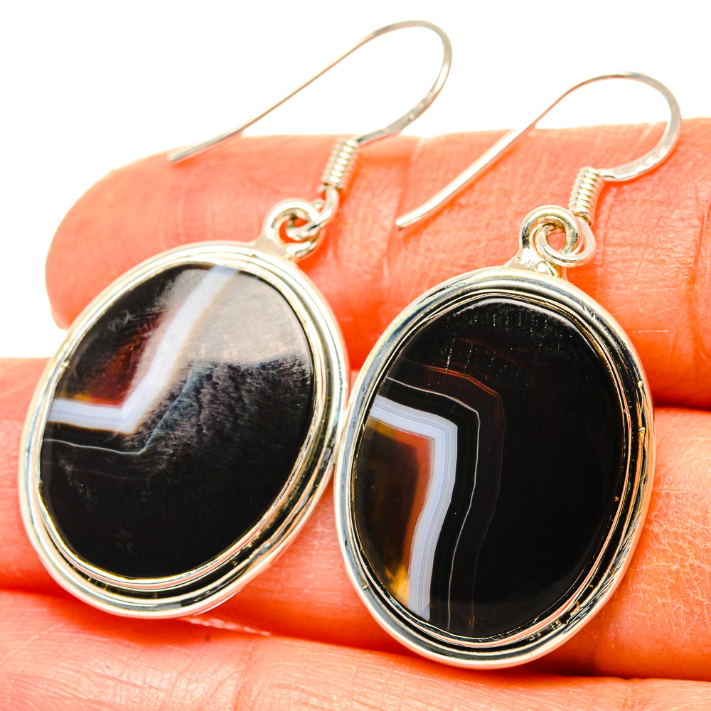 Botswana Agate Earrings handcrafted by Ana Silver Co - EARR428861