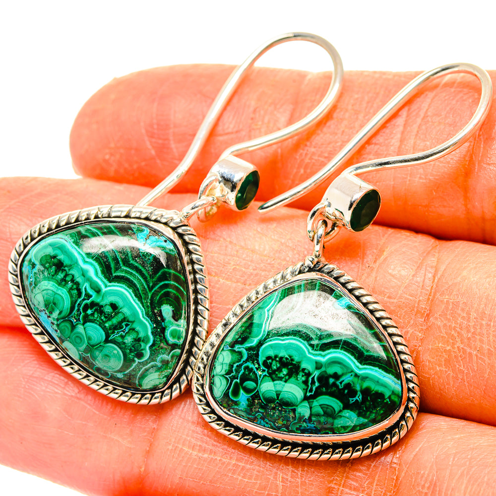 Malachite In Chrysocolla Earrings handcrafted by Ana Silver Co - EARR428879