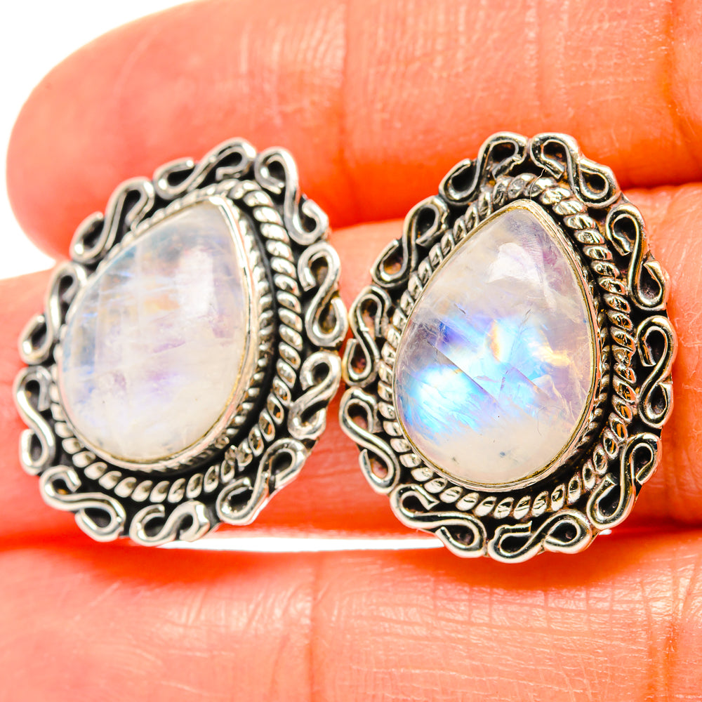Rainbow Moonstone Earrings handcrafted by Ana Silver Co - EARR428898