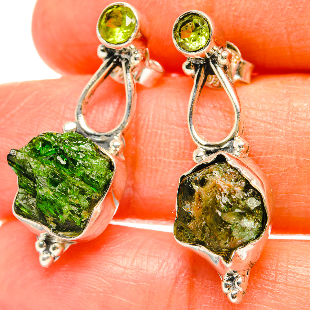 Chrome Diopside Earrings handcrafted by Ana Silver Co - EARR428900