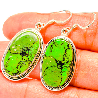 Green Copper Composite Turquoise Earrings handcrafted by Ana Silver Co - EARR428902