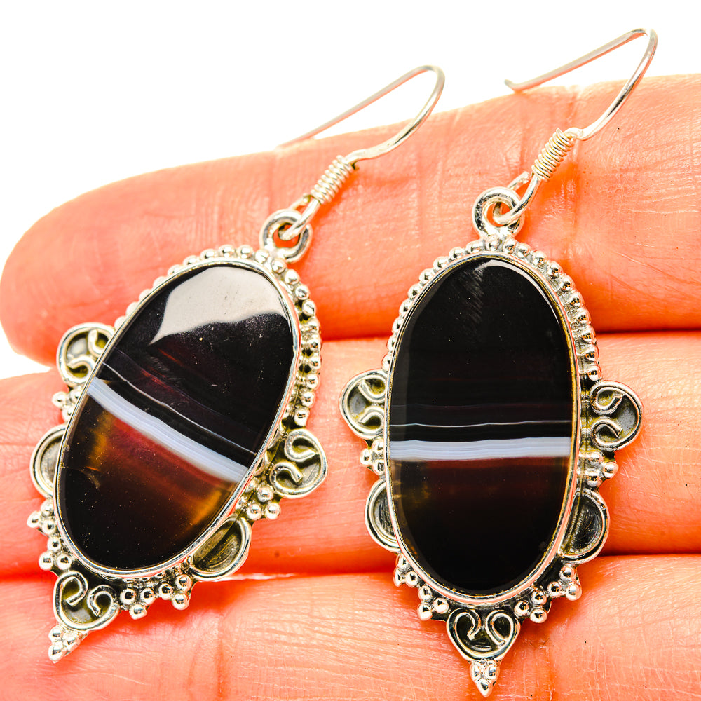 Botswana Agate Earrings handcrafted by Ana Silver Co - EARR428926