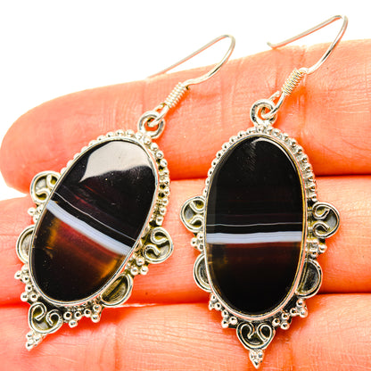 Botswana Agate Earrings handcrafted by Ana Silver Co - EARR428926