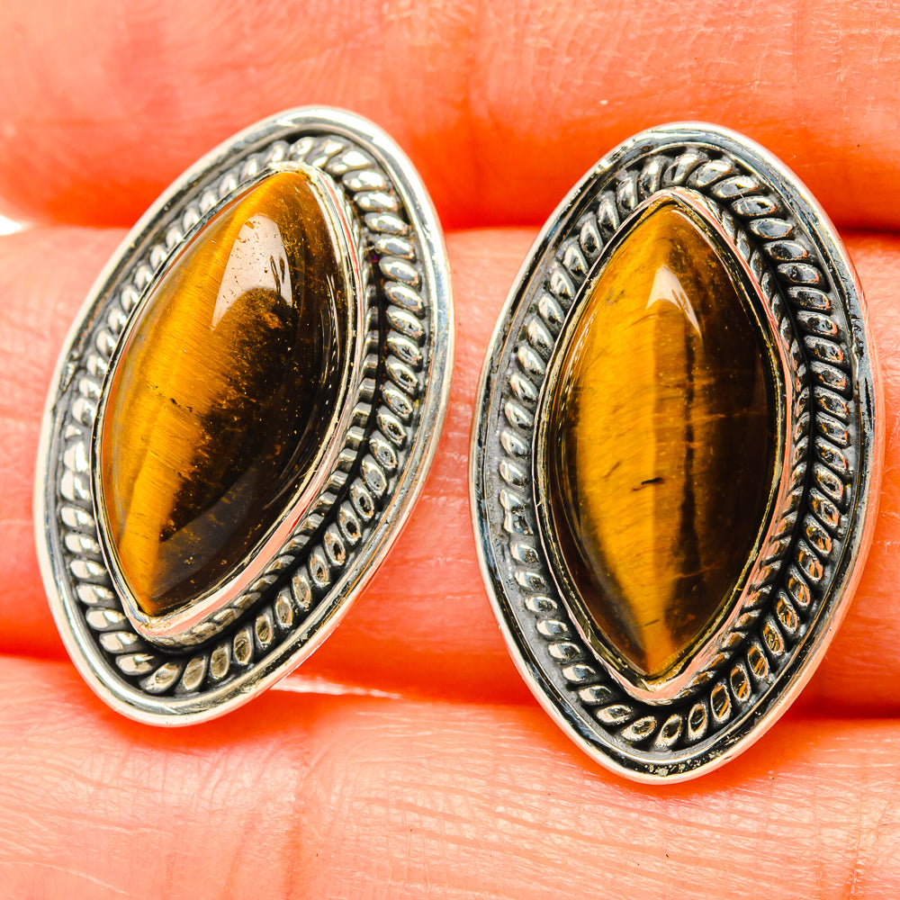 Tiger Eye Earrings handcrafted by Ana Silver Co - EARR428930