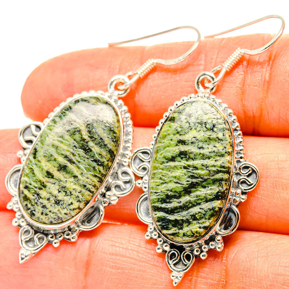 Green Swiss Opal Earrings handcrafted by Ana Silver Co - EARR428933