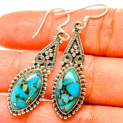 Blue Copper Composite Turquoise Earrings handcrafted by Ana Silver Co - EARR428934