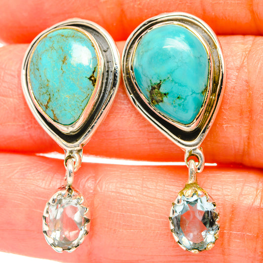Turquoise Earrings handcrafted by Ana Silver Co - EARR428948