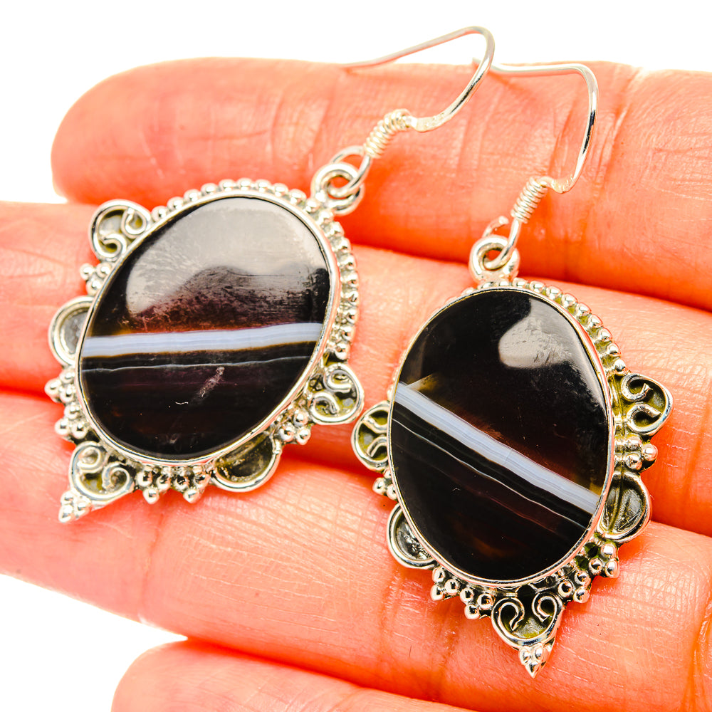 Botswana Agate Earrings handcrafted by Ana Silver Co - EARR428949