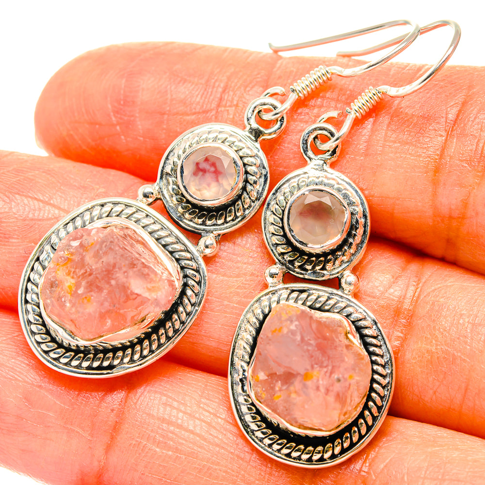 Rose Quartz Earrings handcrafted by Ana Silver Co - EARR428953