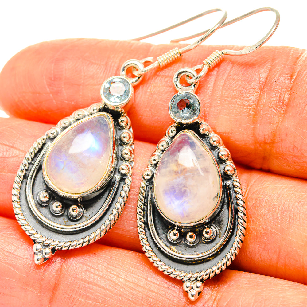 Rainbow Moonstone Earrings handcrafted by Ana Silver Co - EARR428955