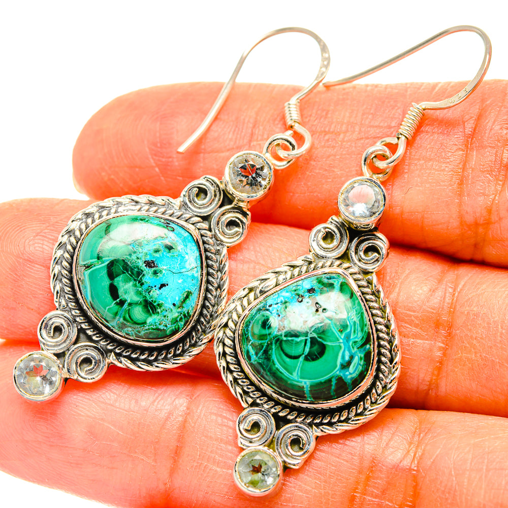 Malachite In Chrysocolla Earrings handcrafted by Ana Silver Co - EARR428966
