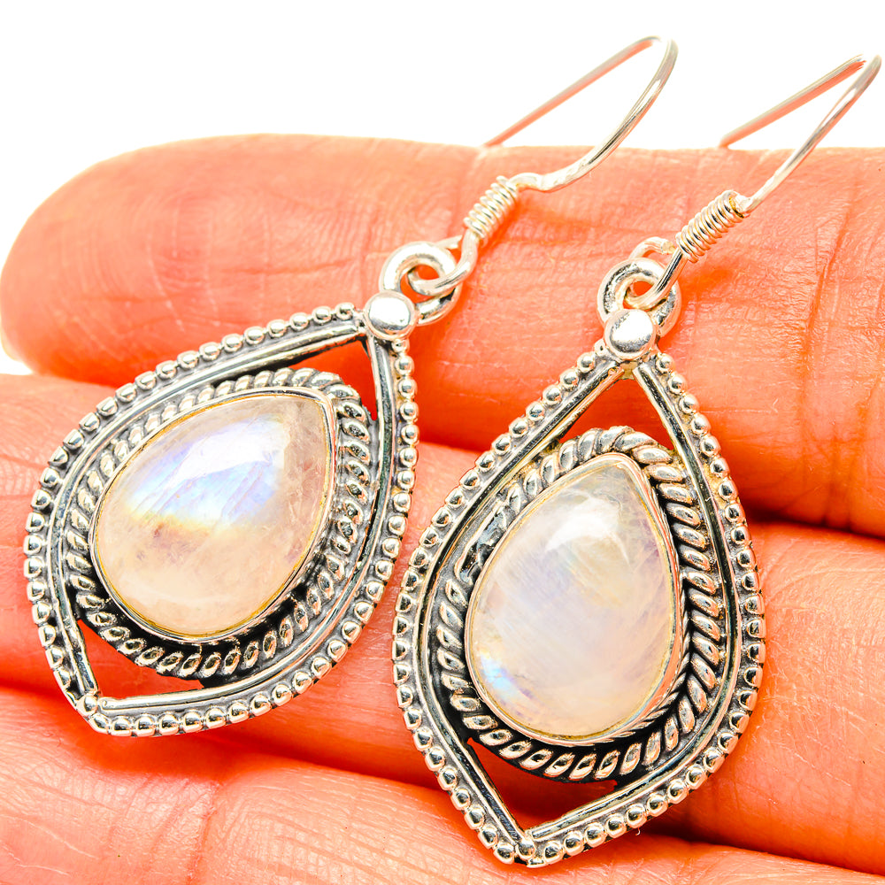Rainbow Moonstone Earrings handcrafted by Ana Silver Co - EARR428974