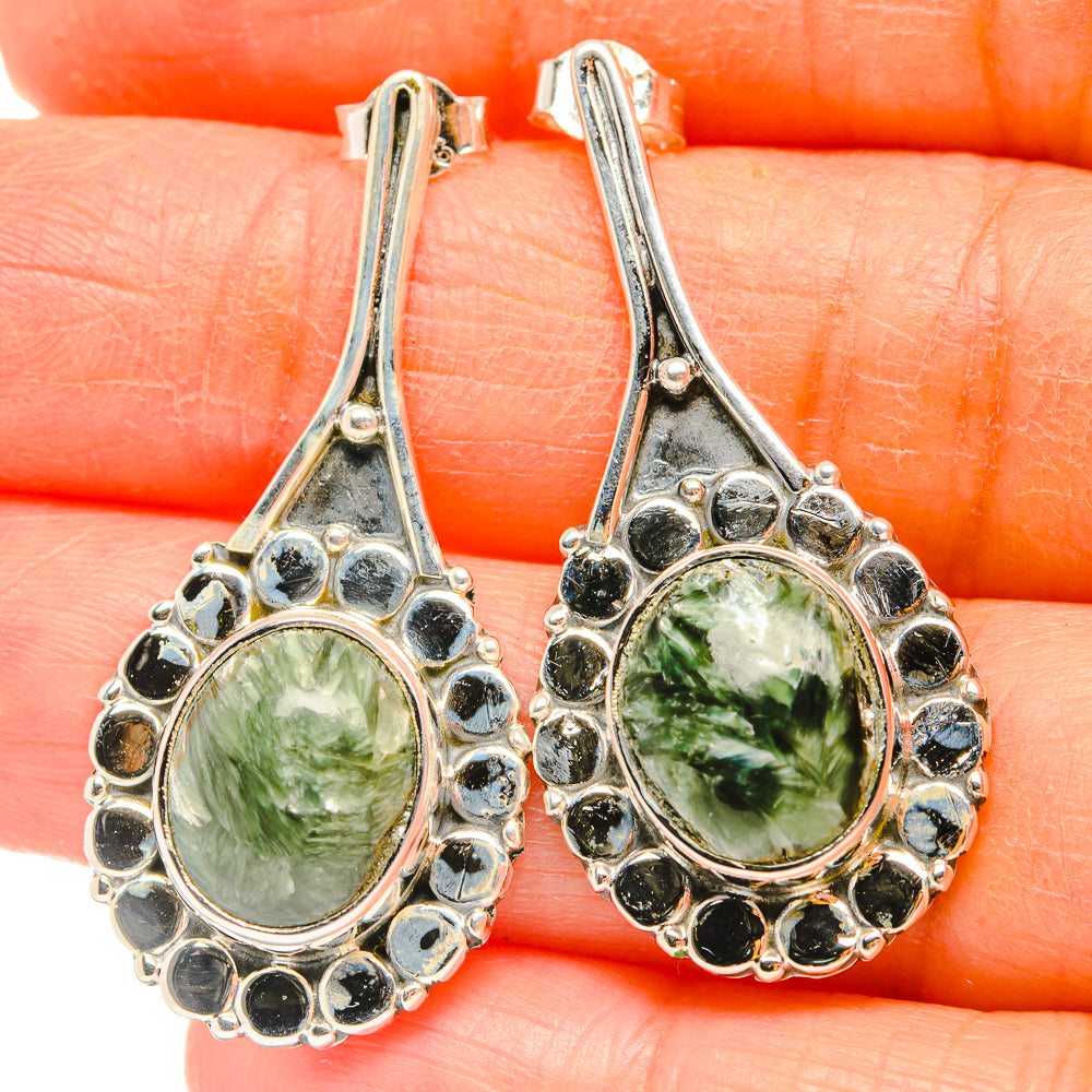 Seraphinite Earrings handcrafted by Ana Silver Co - EARR428977