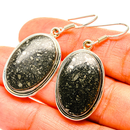 Pyrite In Black Onyx Earrings handcrafted by Ana Silver Co - EARR428980