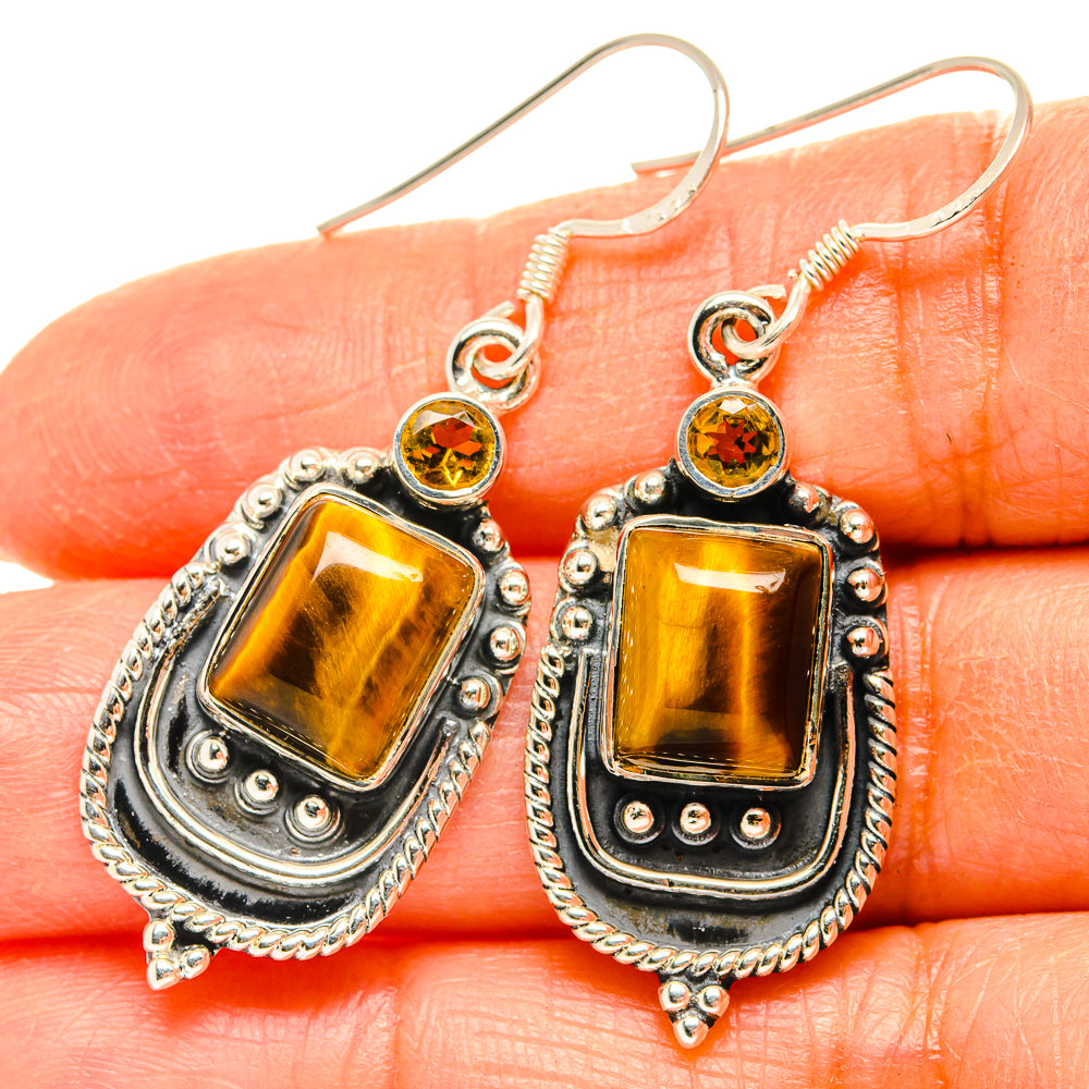 Tiger Eye Earrings handcrafted by Ana Silver Co - EARR428983