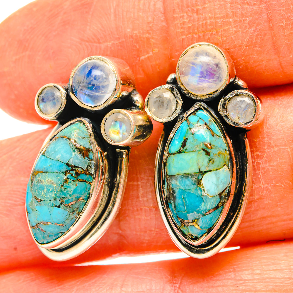 Blue Copper Composite Turquoise Earrings handcrafted by Ana Silver Co - EARR428987