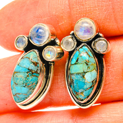 Blue Copper Composite Turquoise Earrings handcrafted by Ana Silver Co - EARR428987