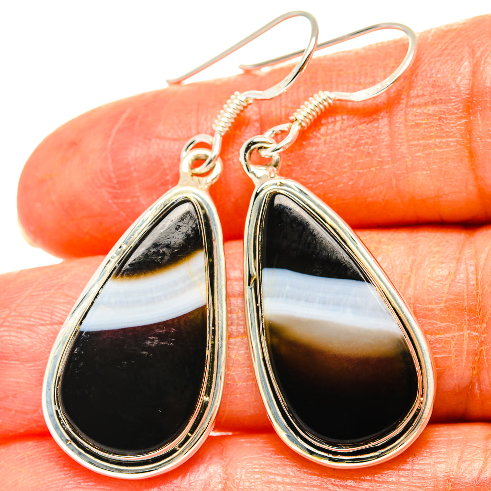 Botswana Agate Earrings handcrafted by Ana Silver Co - EARR428999