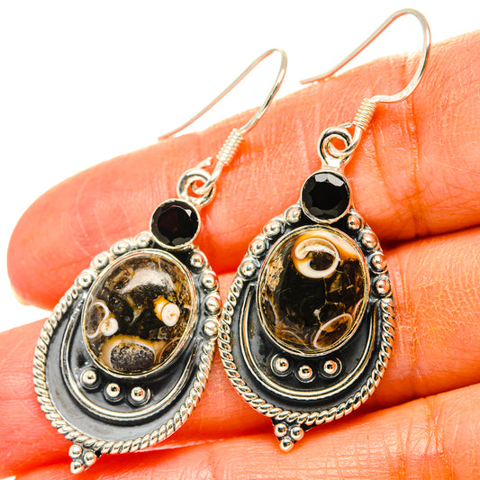 Turritella Agate Earrings handcrafted by Ana Silver Co - EARR429010