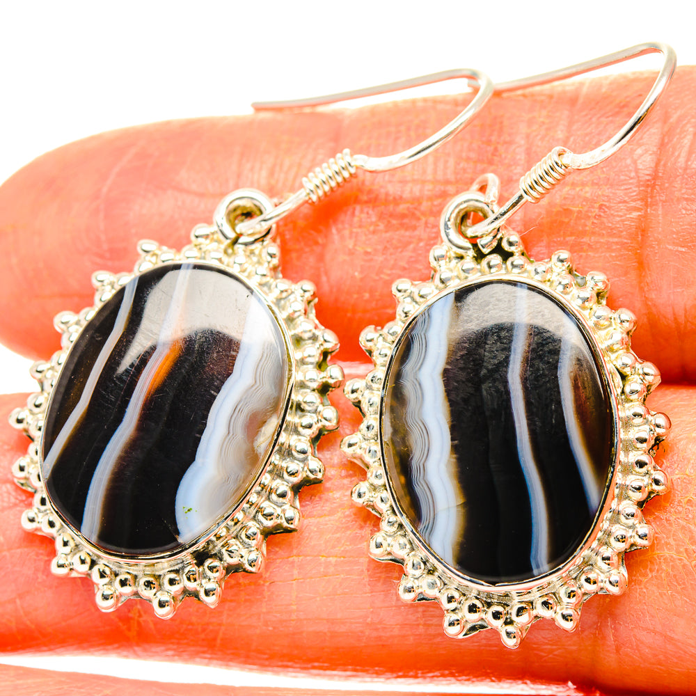 Botswana Agate Earrings handcrafted by Ana Silver Co - EARR429011